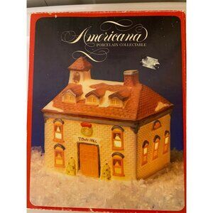 Vintage 1991 Americana Porcelain Collectable - Town Hall Light cord, tested work